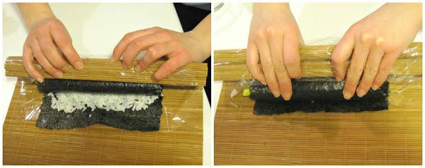 Enrollando sushi maki