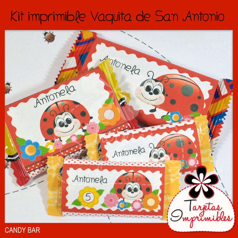 Etiquetas para candy bar vaquitas de san antonio