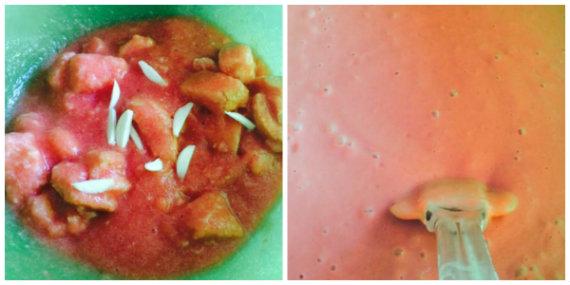 Preparando el salmorejo