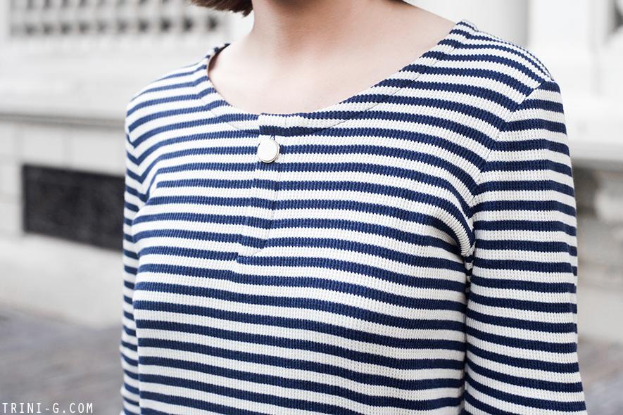 Trini | A.P.C striped dress Superga navy sneakers