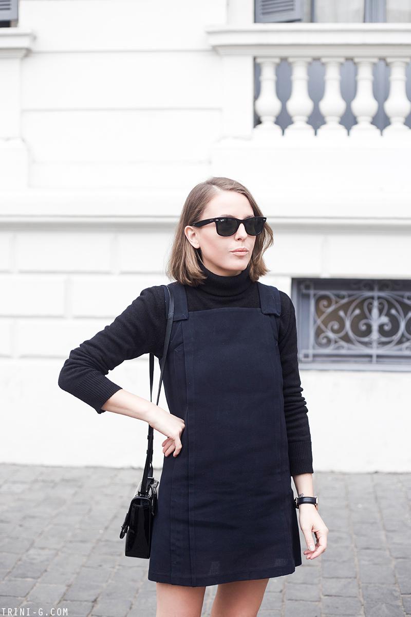 Trini | Vanessa Bruno pinafore dress Miu Miu patent loafers