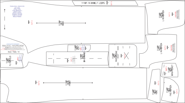 a para Mujeres, Tipo jean, disponible en 12 tallas Listas para Poner sobre la tela y cortar