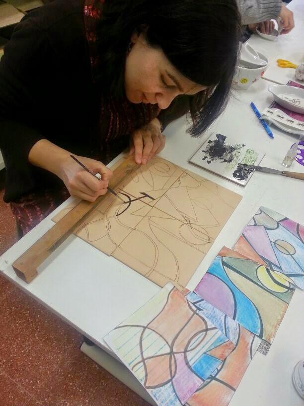 Manualidades caseras Inma realización de mural de cuerda seca 