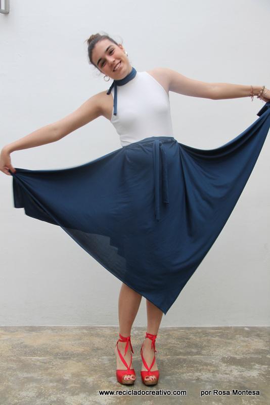 Falda de cuatro picos sin dar una sola puntada