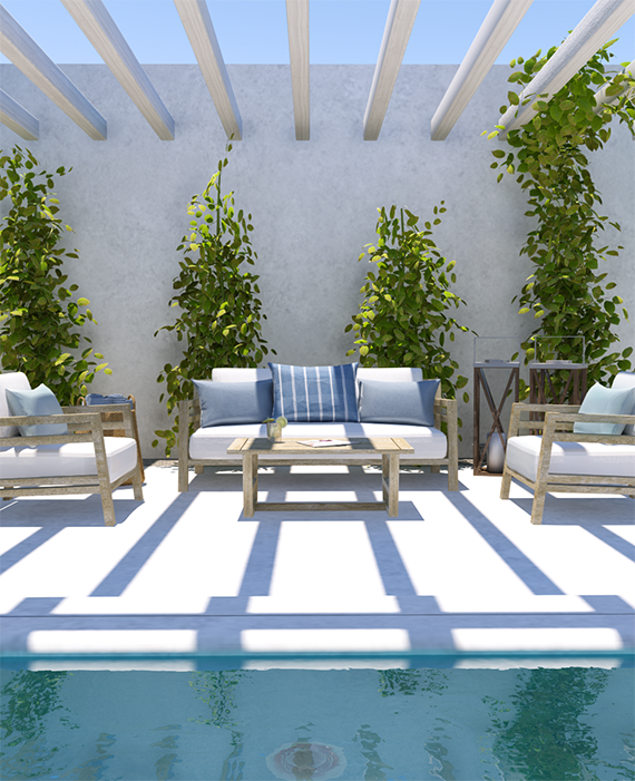 Un patio contemporáneo de aire tropical | Decoración