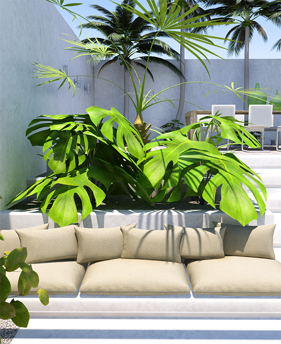 Un patio contemporáneo de aire tropical | Decoración
