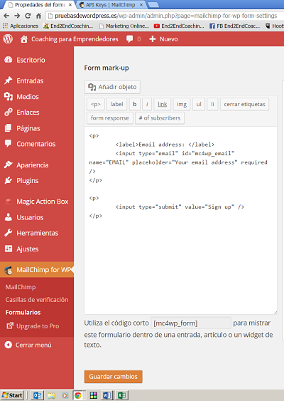 como insertar plugin wordpress para mailchimp