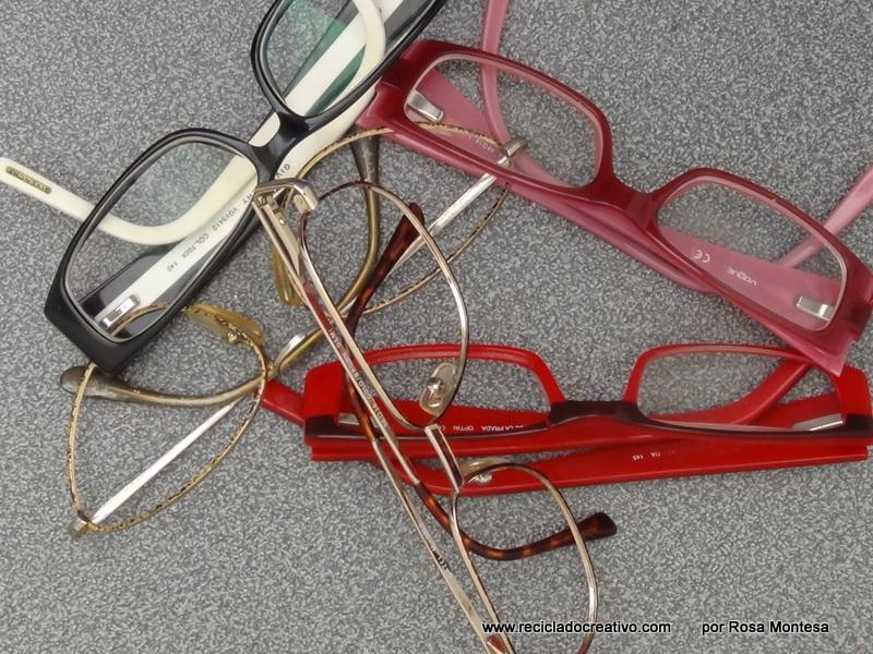 Bisutería con gafas recicladas. Pendientes y colgante con los cristales de gafas viejas