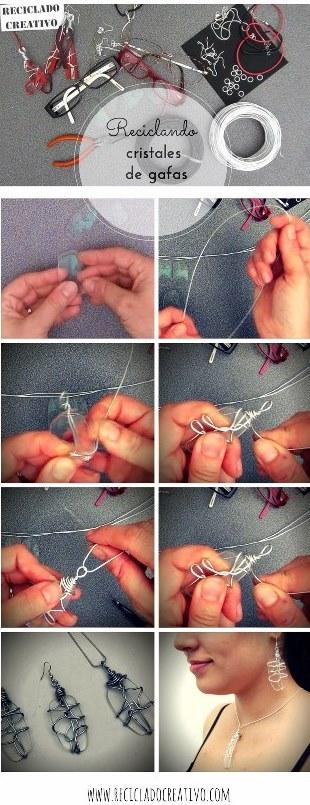 Cómo hacer pendientes y colgante reciclando unas gafas viejas