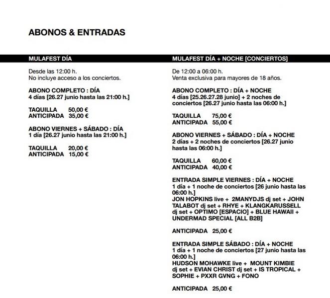 Abonos y entradas Mulafest 2015_