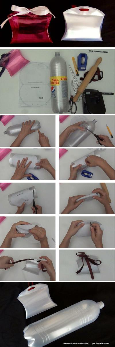 caja regalo con botella de plástico pillow box