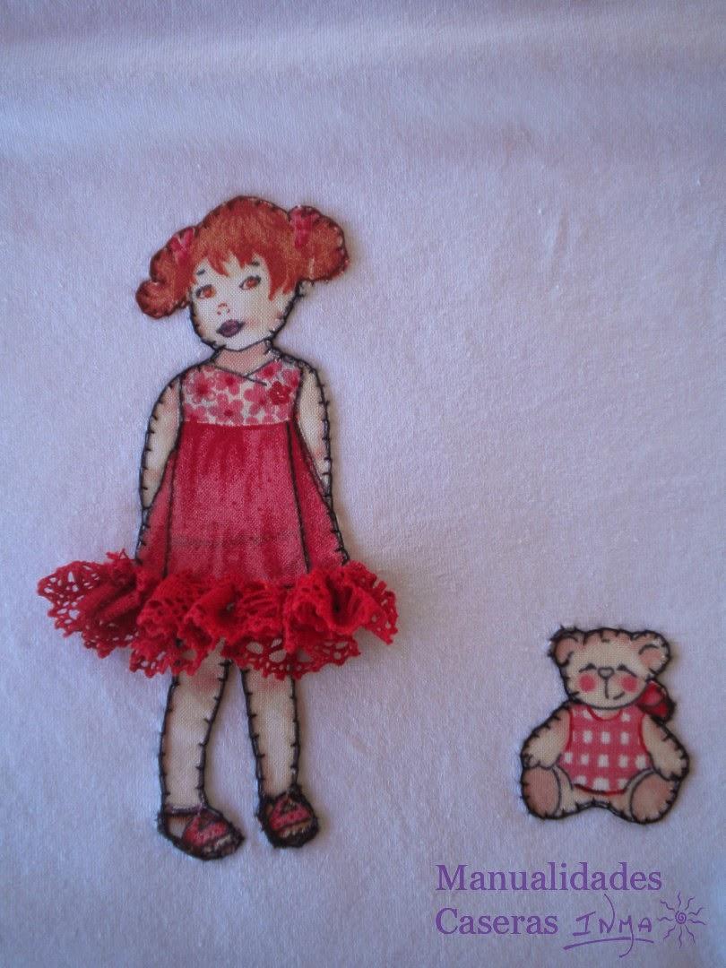 Manualidades Caseras Inma Camiseta con niña y osito recortable