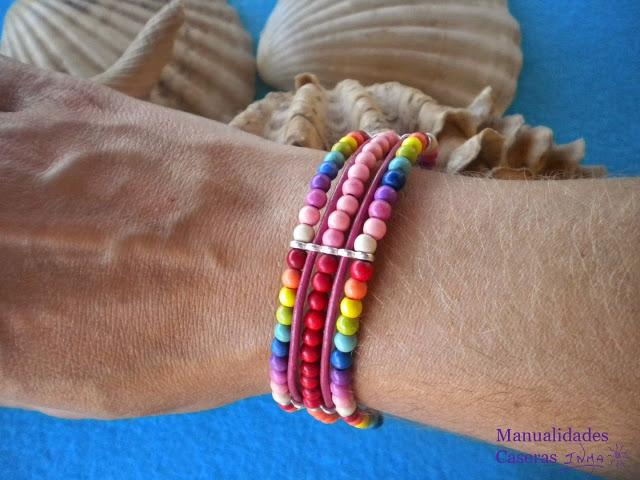 Manualidades Caseras Faciles_ pulsera de colores de bolas de Cerámica