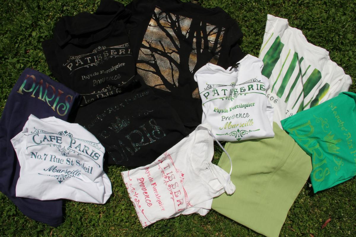 camiseta pintada artesania chopo plantillas