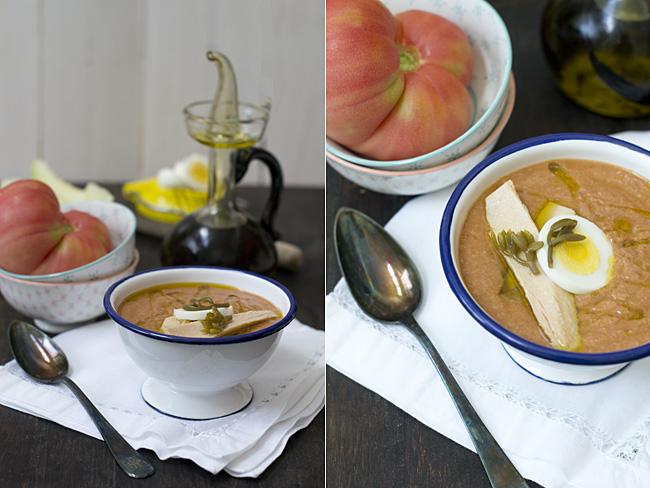 salmorejo de melón con bonito del norte