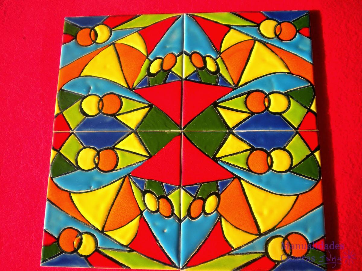 ManuaManualidades Caseras Faciles Mural de cuerda seca de figuras geométricas de colores 