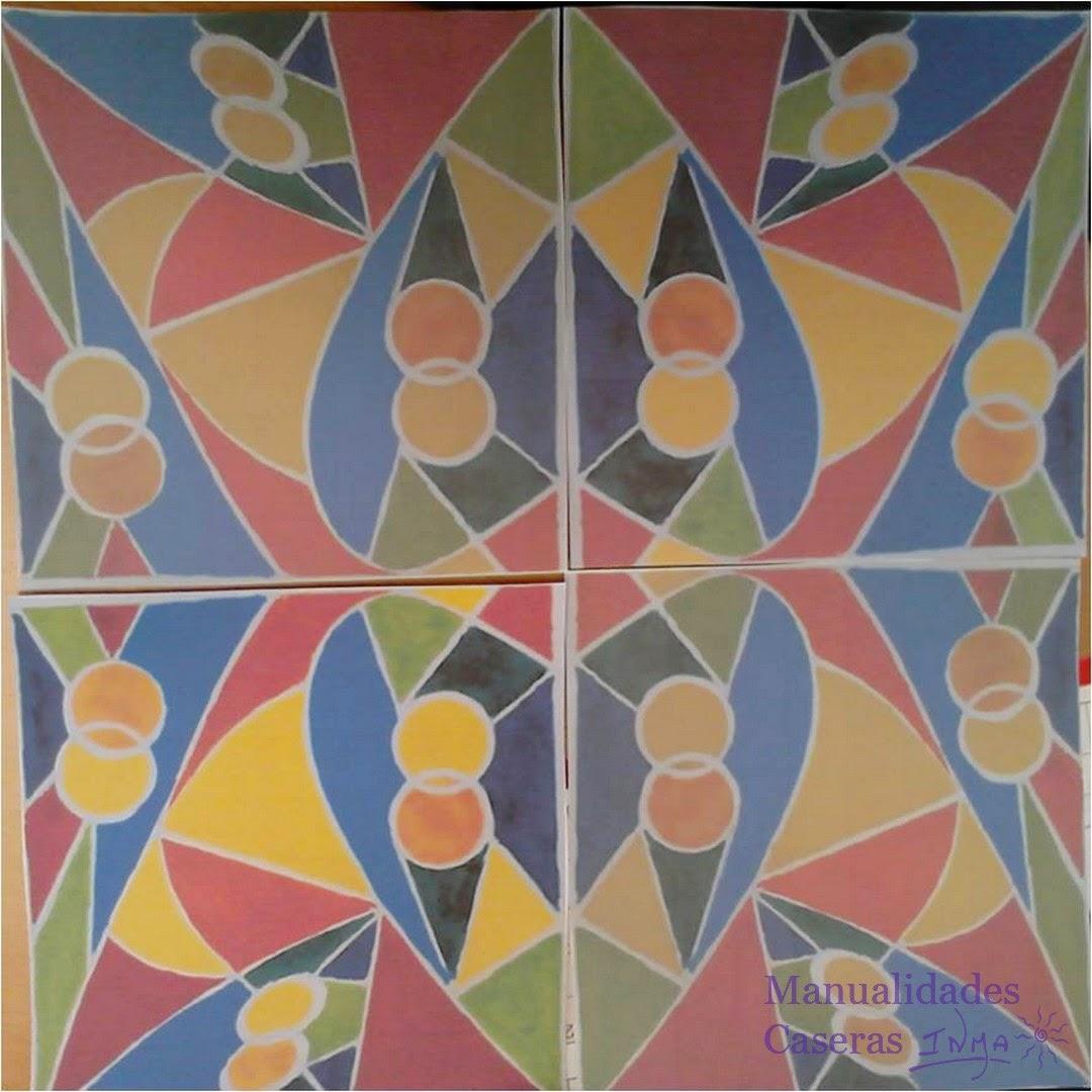 Manualidades Caseras Faciles diseño de figuras geometricas para mural de cuerda seca de colores