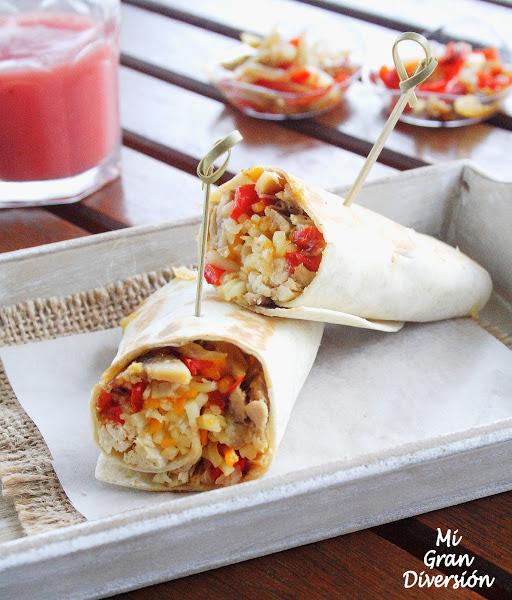  Fajitas de pollo con verduras y queso