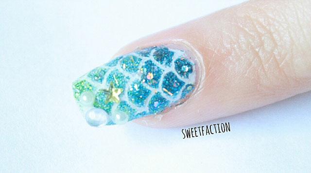 uñas de Sirena paso a paso con stencil nail art
