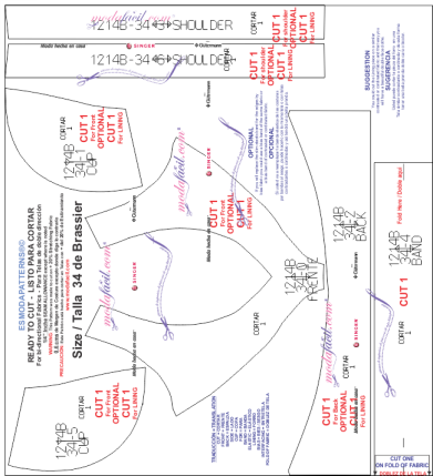 Descarga gratis los patrones del traje de Baño de Dos Piezas - Brassier & Short, disponible en 7 tallas listas para poner sobre la tela y cortar