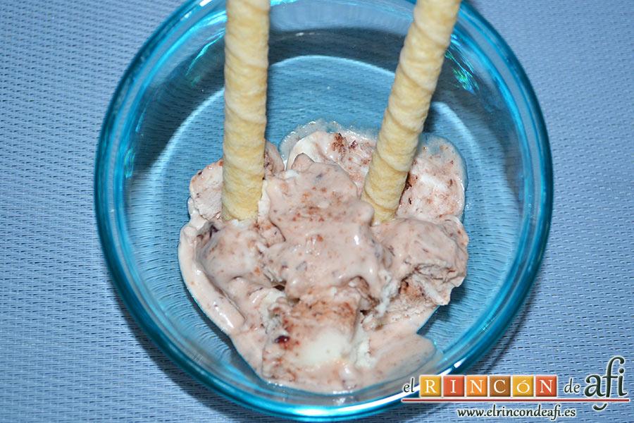 Semifrío de cerezas, sugerencia de presentación