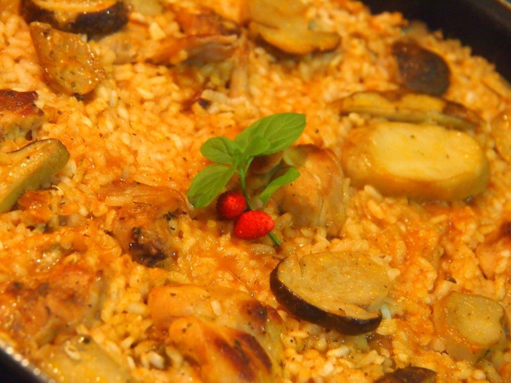 arroz con conejo y boletus