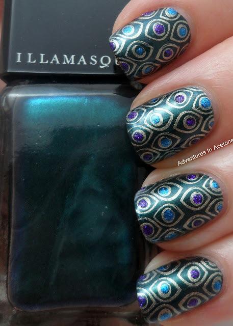 violeta y verde decoracion de uñas