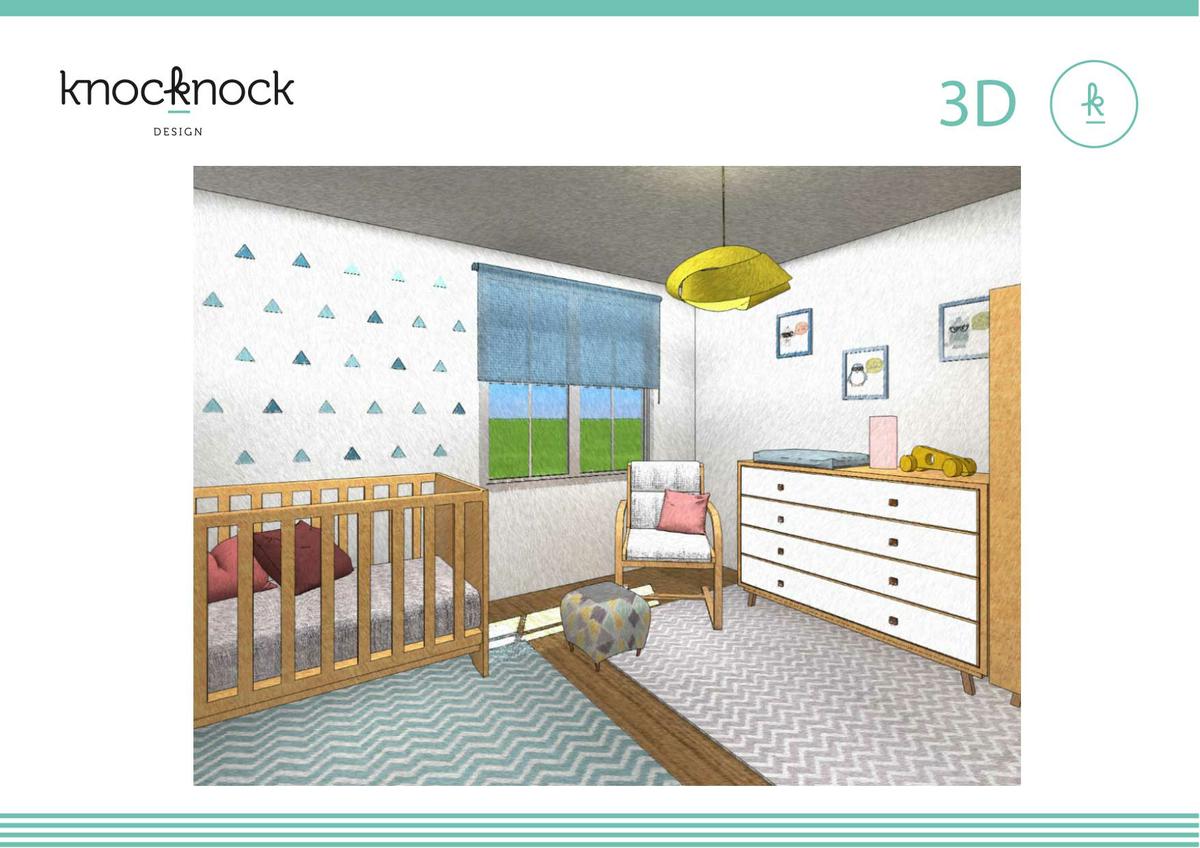 Vista 3D proyecto habitación bebe 