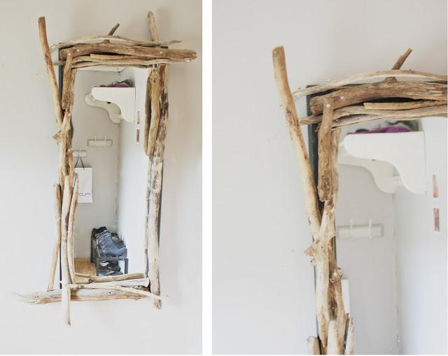 marco,espejo,madera,ramas