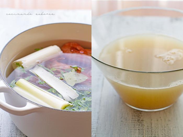 paso a paso caldo de pescado, gambas y moralla