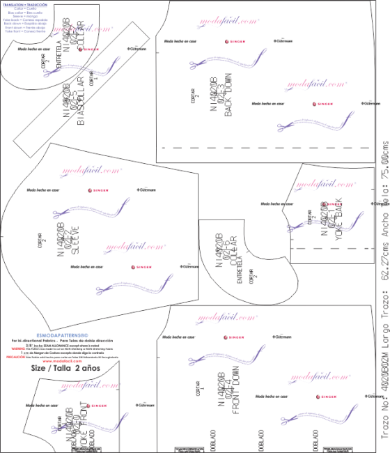 Descarga Gratis la Blusa de Jardín Escolar para Niñas y Niños disponible en 4 tallas listas para cortar
