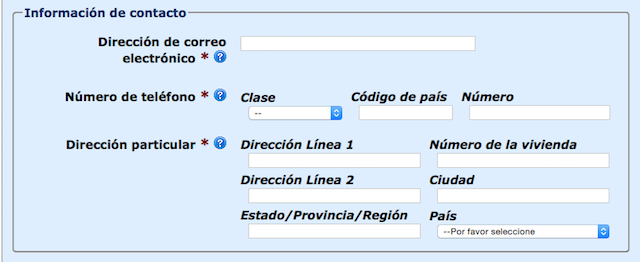 Información de contacto ESTA