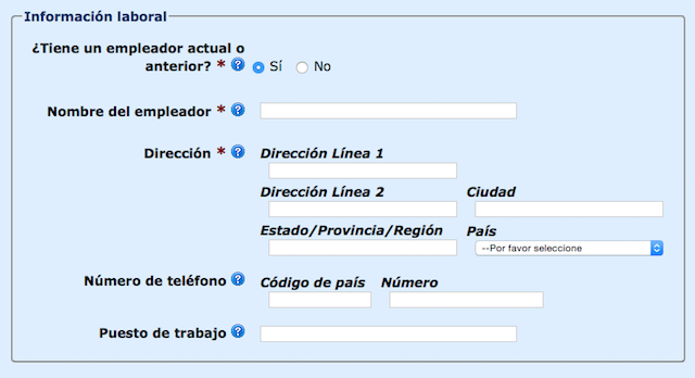 Información laboral ESTA