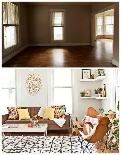 Salón decorado en tonos marrones