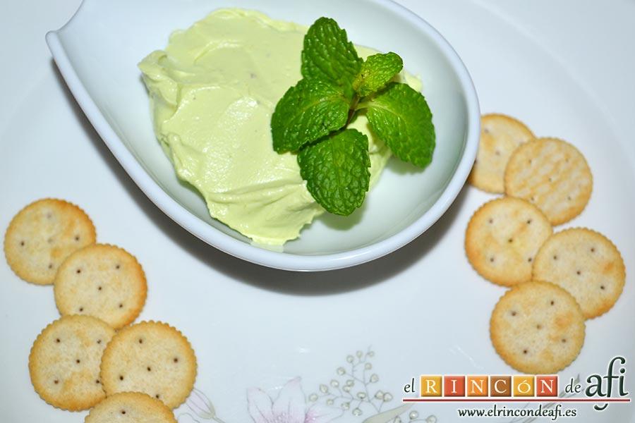 Queso crema de aguacate, sugerencia de presentación