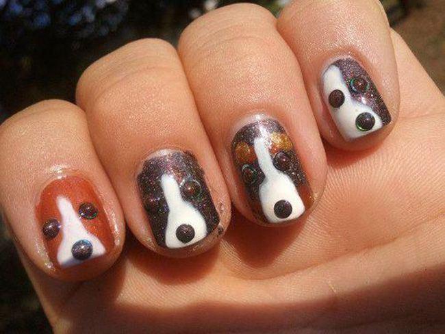 uñas con decoracion de perros y accesorios