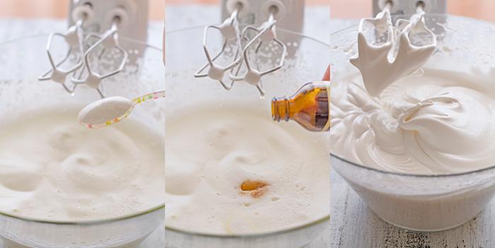 paso a paso ángel food cake , azúcar y vainilla