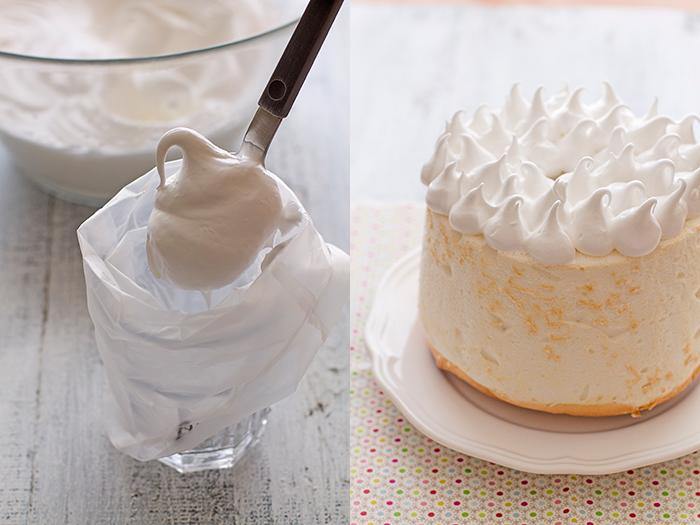 decorar angel food cake sin gluten con merengue