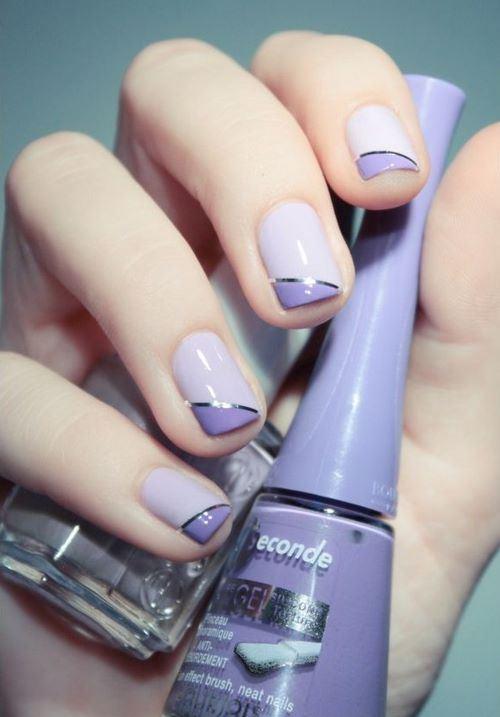 uñas con cintas a dos colores