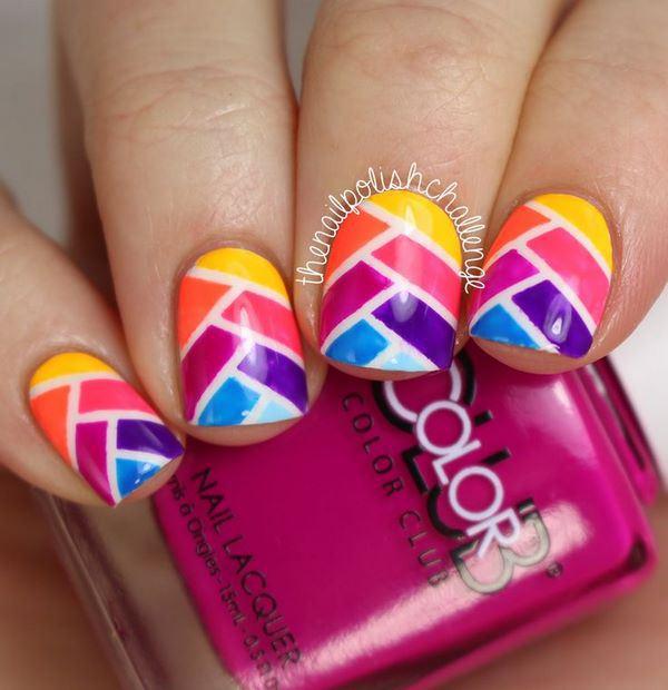 uñas de colores con cintas