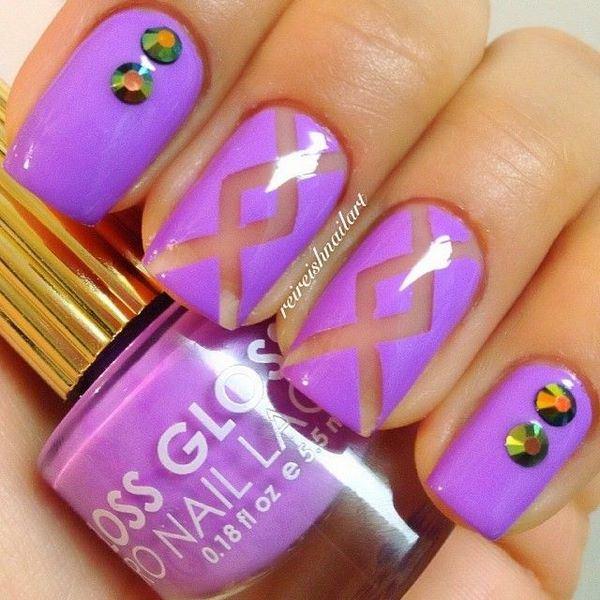 uñas naturales decoradas con cintillas