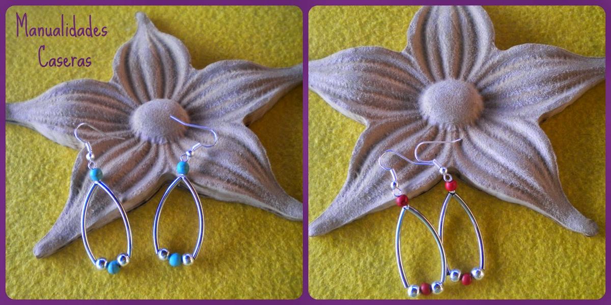Manualidades Caseras Inma Pendientes con bolitas plateados y de cerámica