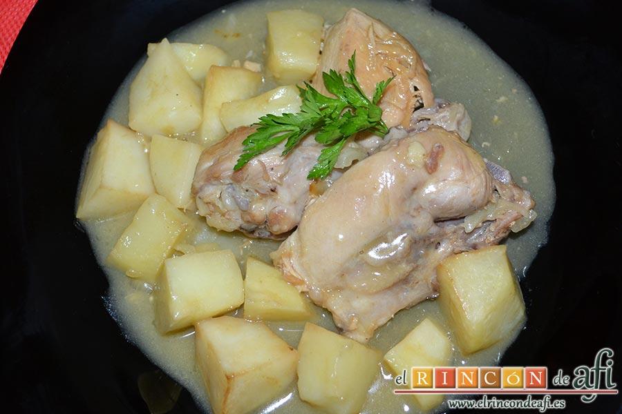 Pollo al cava rápido, sugerencia de presentación