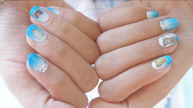 Uñas decoradas con water decals 