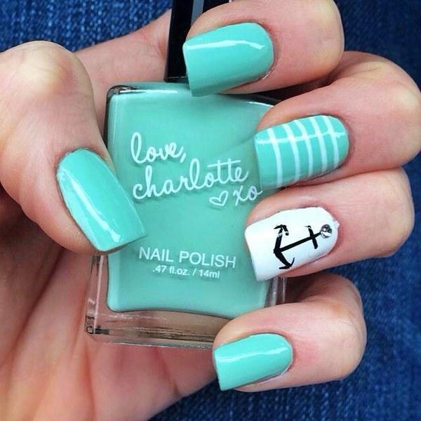 diseño de mar uñas menta