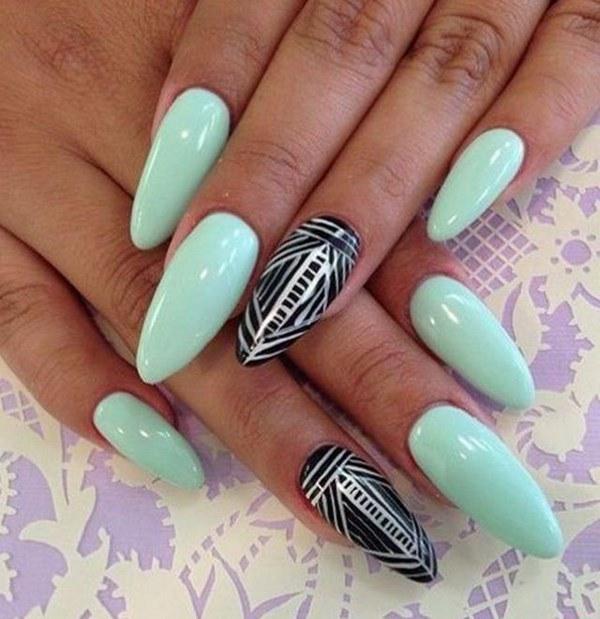 uñas esculpidas color menta