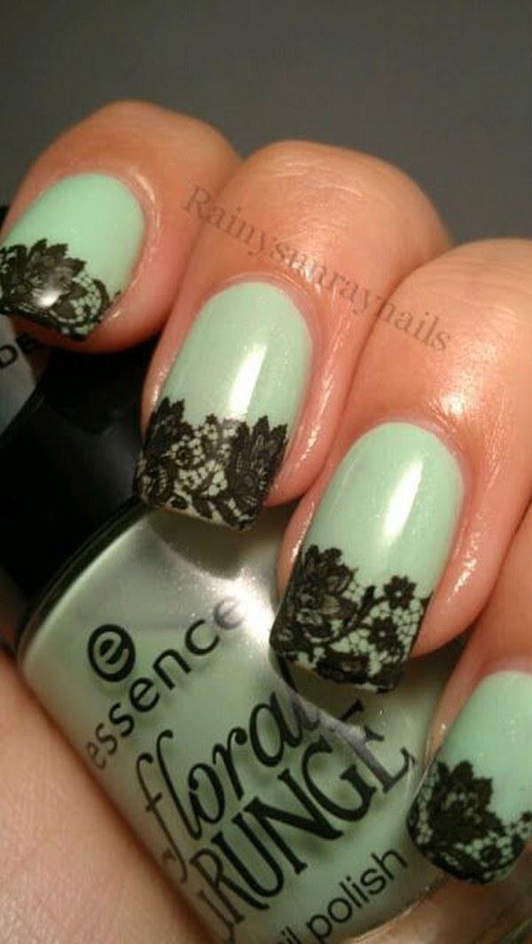 uñas largas color menta