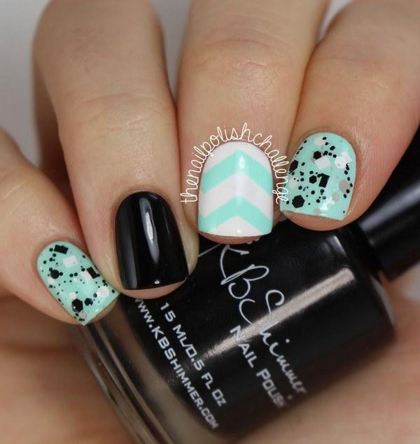 uñas naturalez menta y negro