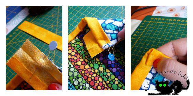 Coloca la cinta de los extremos y asegúrate que la que queda por debajo está bien puesta