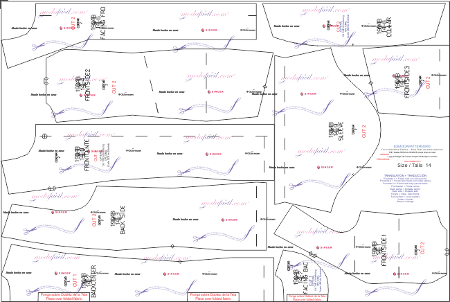 Descarga los patrones de la Blusa de Uniforme de Trabajo 